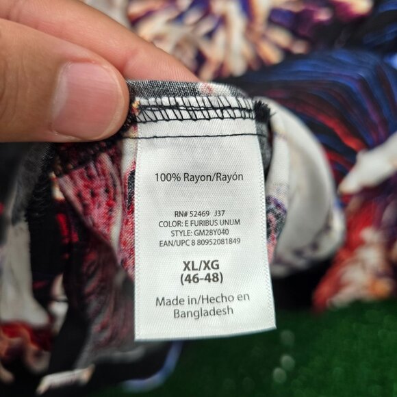 George Hawaiian Shirt Mens XL Black 4th Of July Firecrackers Party Button Up - Picture 7 of 8